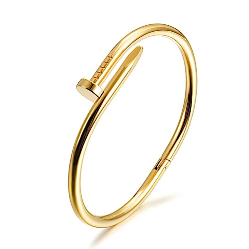 Gold Nail Bangle Bracelet - Picture 7 of 11